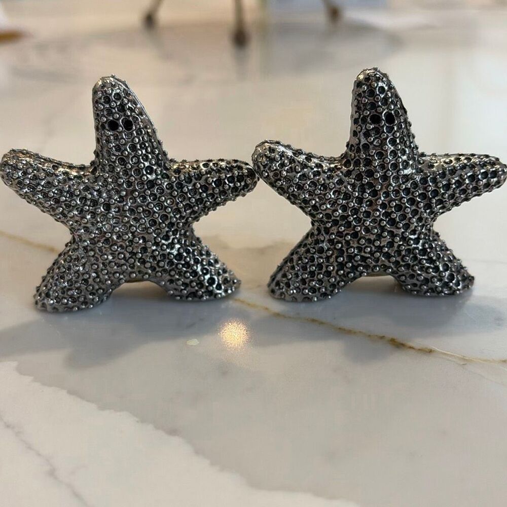 Starfish cute silver salt and pepper shaker set